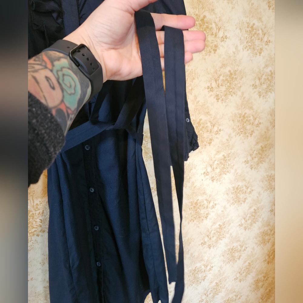 Gap 100% Cotton Navy Shirt Dress With Tie Belt - Picture 6 of 12
